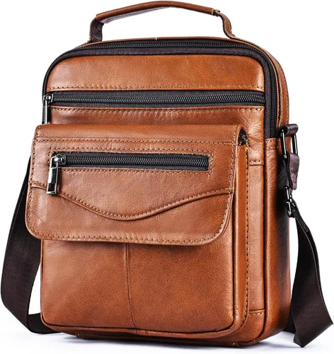 Vista 7 de NIUCUNZH Bolso de hombre de cuero genuino para hombre, bolso bandolera para hombre, bolso pequeño de mensajero