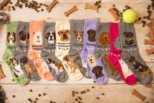 Vista 5 de Calcetines unisex Foozys Crew Calcetines novedosos para perros de razas grandes y medianas (2 pares), unisex, Pit Bill