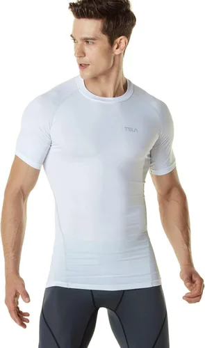 Vista 5 de TSLA Camisas térmicas de compresión de manga corta para hombre, camiseta deportiva deportiva atlética, camiseta para correr con equipo de invierno