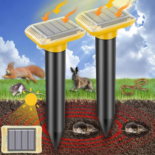 Vista 12 de Repelente ultrasónico de topos al aire libre, paquete de 6 repelentes solares para césped y jardín, trampas impermeables para matar topos, repele