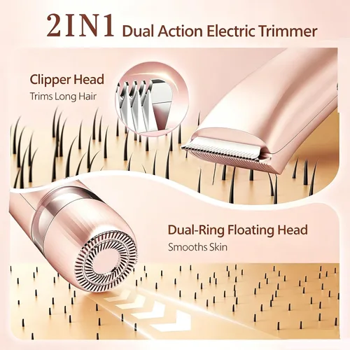 Vista 2 de Afeitadora eléctrica impermeable 2 en 1 para mujer, color oro rosa