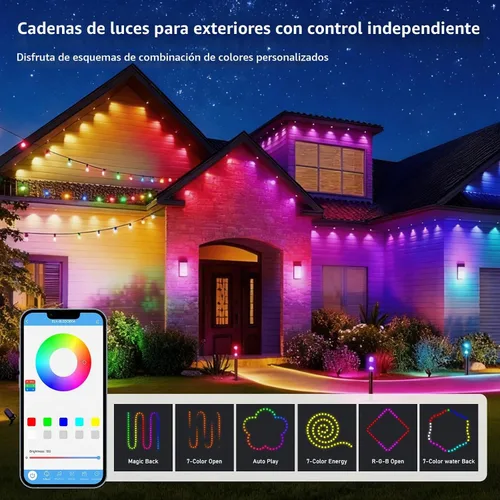 Vista 3 de AHAWILL Luces permanentes para exteriores de 100 pies, luces de alero IP67