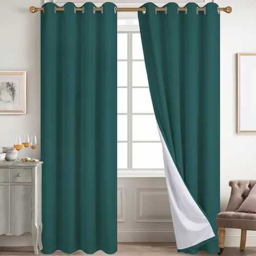 Vista 83 de Diraysid Cortinas 100% opacas de lino beige para dormitorio, con ojales, aislamiento térmico, cortinas de oscurecimiento de habitación