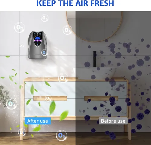 Vista 7 de Máquina de ozono, máquina multiusos de ozono de 1000 mg/h para aire, agua, frutas, verduras, dispositivo limpiador en agua, color gris oscuro