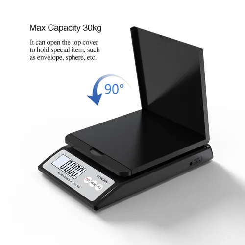 Vista 4 de Báscula postal digital de 30 kg/66 lb – Báscula de envío con cubierta superior extraíble para artículos de forma extraña (sobres, esferas, etc.)