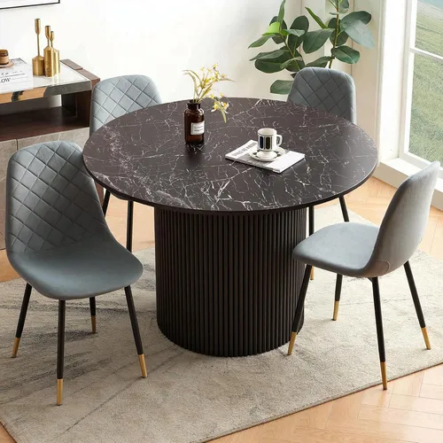Vista 26 de Juego de 2 sillas de comedor de terciopelo azul marino, sillas tapizadas de cocina y comedor con patas de metal, sillas decorativas modernas