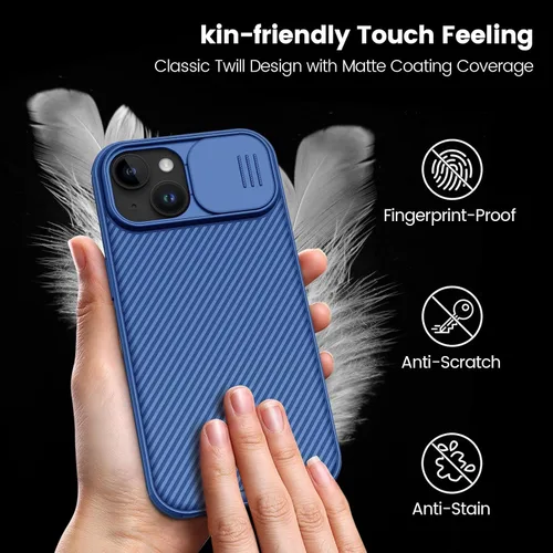 Vista 4 de Nillkin Funda CamShield Pro para iPhone 15 Plus, funda con cubierta deslizante para cámara, delgada, a prueba de golpes, para iPhone 15 Plus