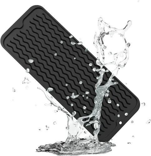 Vista 20 de ZLR 2 bandejas de silicona para fregadero (6 x 12 pulgadas/6.024 x 12.008 in) - Soporte estrecho para esponja para encimera de cocina - Tapete Negro