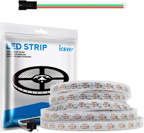 Vista 10 de Tira de luces LED WS2812B de 16.4 pies, 5 V, 150 LED RGB IC 5050SMD direccionables individuales – PCB blanco flexible IP30-30LEDs/m MagicRGB Dream
