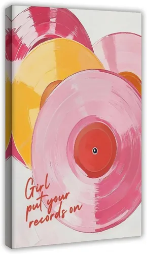 Vista 29 de YFET Tocadiscos vintage Y2K Room Flowers Pink Retro Music Lover Preppy Room - Póster artístico de pared y arte de pared, póster moderno