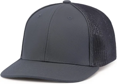 Vista 64 de Pacific Headwear Gorra unisex Pacific Headwear Trucker Flexfit® para adultos Grafito/Negro/Negro
