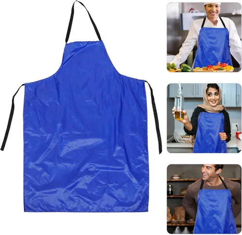 Vista 8 de DOITOOL Waterproof Dishwashing Apron with Sleeve Large Blue Oil-resistant Kitchen Cleaning Apron for Home and Professional Use