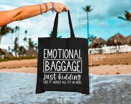 Vista 4 de Bolsa de lona de equipaje emocional para mujer, bolsa de viaje estética, reutilizable, bolsa de compras, regalos para niñas