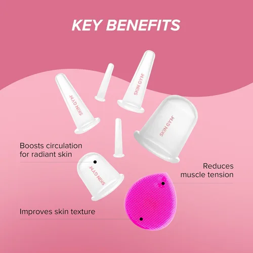 Vista 3 de SKIN GYM Juego de ventosas faciales y corporales, terapia de masaje al vacío con ventosa, reduce la celulitis y las arrugas