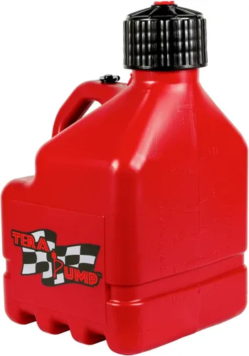 Vista 2 de TERA PUMP Lata multiusos de 3 galones (rojo) con bomba de transferencia de líquidos alimentada por batería de parada automática - Manguera de 4.25