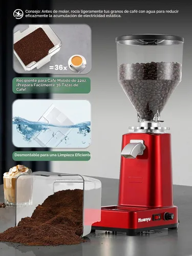 Vista 5 de Huanyu Molinillo de café con rebabas planas, gran capacidad de 35 onzas