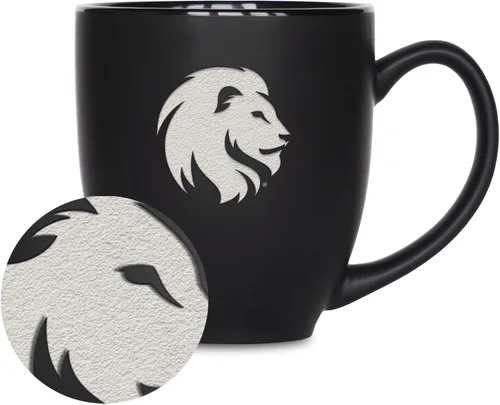 Vista 171 de Rico Industries - Taza de cerámica mate negra con grabado láser estándar de 15oz para NCAA (escuelas T & U) - Para bebidas calientes o frías
