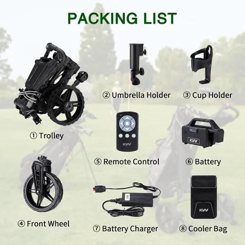 Vista 11 de KVV Electric Golf Push Cart with Remote Control, Super Compact and Lightweight Electric Golf Cart,Smallest Folding Size Electric Golf Cart, Suitable
