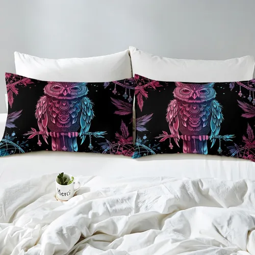 Vista 5 de Erosebridal - Juego de cama con diseño de búhos salvajes y animales salvajes para cama de matrimonio, tamaño doble, para niños y niñas, jóvenes