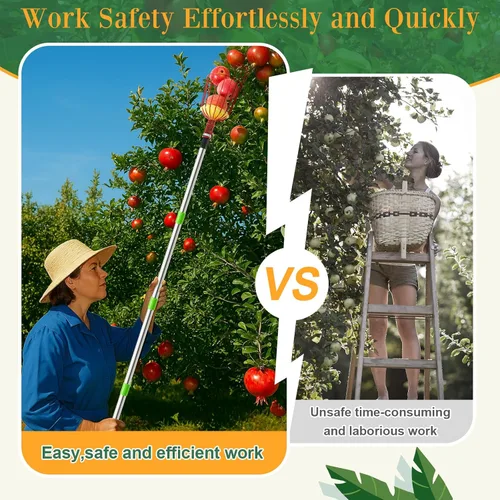 Vista 7 de Poste recogedor de frutas de 13 pies con canasta, herramienta Rojo