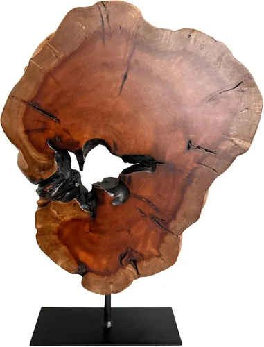 Vista 7 de Escultura irregular de madera de raíz tallada a mano, escultura abstracta de pie para decoración del hogar, estatua de mesa con borde natural