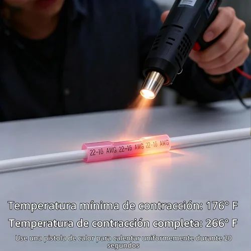 Vista 2 de 1000 conectores a tope termorretráctiles de 22-16 AWG, empalme de cable crimpado aislado eléctrico impermeable para marinos, cables, cableado