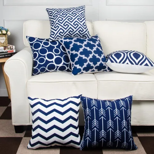 Vista 12 de Modern Homes Fundas de almohada en blanco y negro de 16 x 16 pulgadas; fundas de cojín 100% algodón para sofá y cama; fundas de cojín en blanco