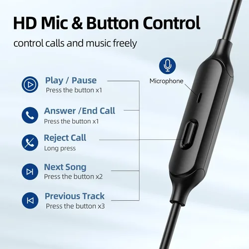 Vista 7 de Auriculares con cable con micrófono, auriculares intrauditivos con cable con sonido estéreo, auriculares con cable de aislamiento de ruido