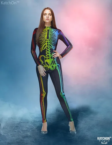 Vista 6 de KatchOn Body de esqueleto multicolor - Disfraz de Halloween para mujer