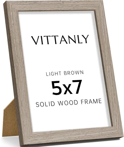 Vista 220 de Vittanly - Marco de fotos de 4 x 6 pulgadas de madera maciza con plexiglás, incluye paspartú de 3,5 x 5, para colgar en la pared o poner sobre una