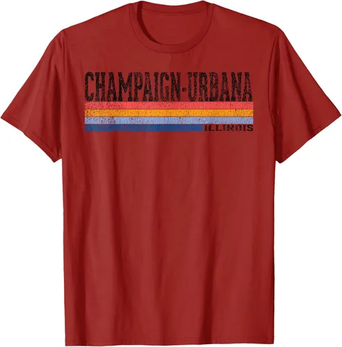 Vista 75 de clásico 1980s estilo champaign-urbana Illinois T Shirt, hombre 2XL, Blanco