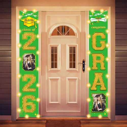 Vista 39 de Decoraciones personalizadas para fiestas de graduación 2026 – Cartel de felicitación de graduación grande – Cartel de fondo de graduación
