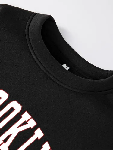 Vista 4 de GORGLITTER Sudadera de manga larga con cuello redondo y hombros caídos para hombre