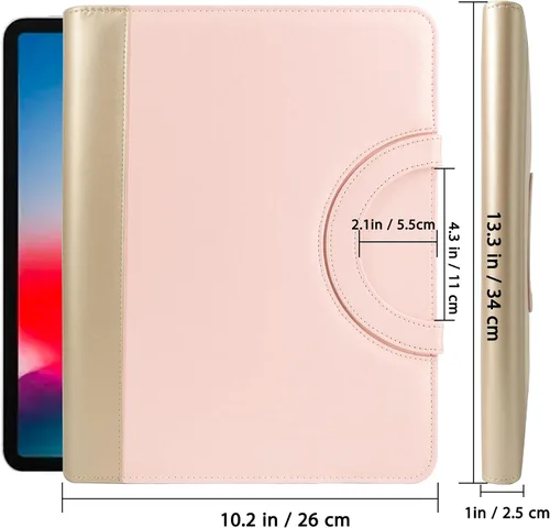 Vista 5 de GraduatePro Carpeta de cuero con cremallera, estuche organizador para bloc, cuaderno y currículum con portapapeles para mujer, regalo de graduación