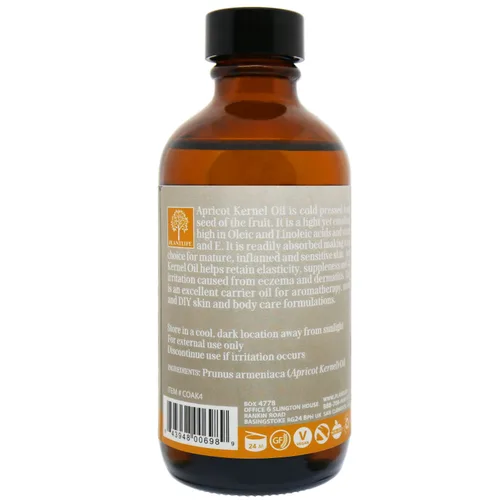Vista 4 de Plantlife Aceite portador de almendra de albaricoque, aceites portadores prensados en frío, sin OMG y sin gluten, para la piel, el cabello