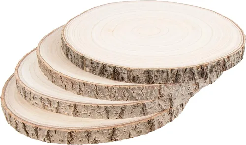 Vista 10 de Maputune 4 piezas de rodajas grandes de madera sin terminar de 7-8 pulgadas para centros de mesa, plato de madera rústica natural para manualidades