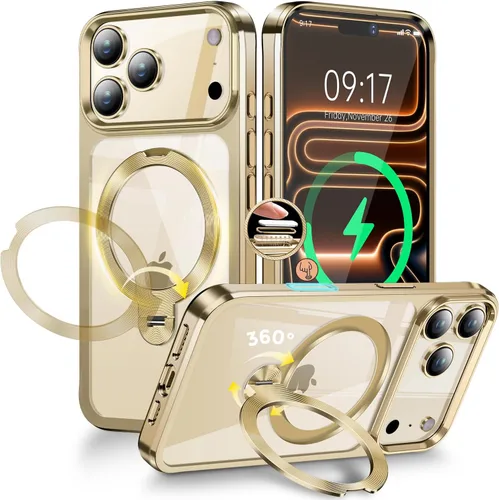 Vista 33 de Funda magnética de privacidad para iPhone 17 Pro Max [Cartulina Aurora con purpurina] [Soporte magnético invisible] protector de pantalla integrado