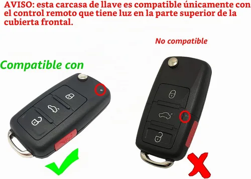 Vista 2 de Carcasa Plegable Abatible para Llavero de Coche Compatible con VW Volkswagen GTI Jetta Eos Golf Repuesto de Entrada sin Llave Control Remoto