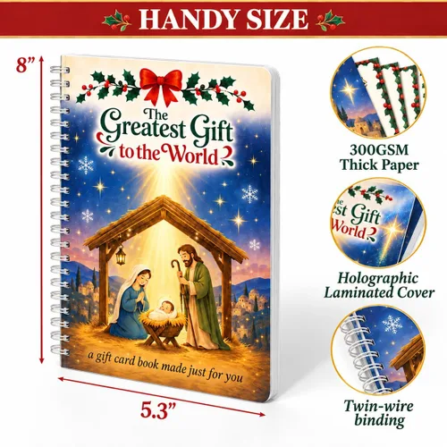 Vista 4 de Libro de tarjetas de regalo de Navidad para adultos, regalo con espiral Navidad cristiana
