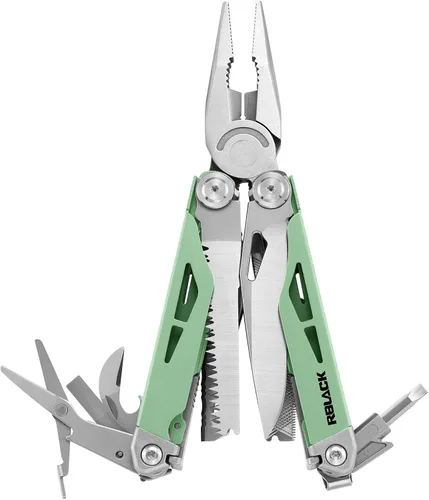 Vista 15 de Tijeras y alicates multiherramienta 21 en 1 con cortadores de tungsteno, autobloqueo Kit EDC duradero y resistente para camping, reparación, Negro