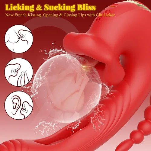 Vista 4 de Vibrador para adultos, juguetes sexuales para mujeres, juguete sexual de rosa, consolador de empuje, juguete de lengua para mujeres, 9 modos