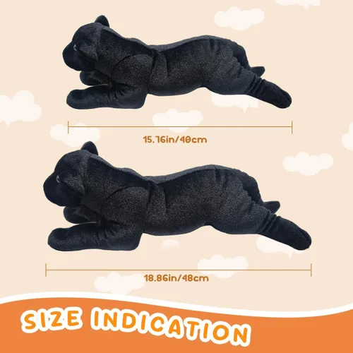 Vista 3 de Black Panther - Animal de peluche de jaguar de 15 pulgadas, linda almohada de felpa de pantera negra realista, juguete de peluche de pantera