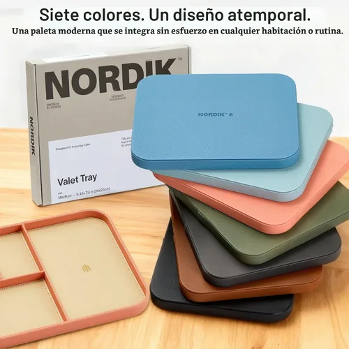 Vista 7 de Nordik - Bandeja de valet de cuero, bandeja mediana EDC - Coral Blush 9.5 x