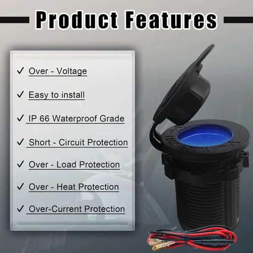 Vista 4 de Kit de bricolaje de enchufe de encendedor de cigarrillos de 12 V, impermeable, ATV, RV, encendedor de cigarrillos, reemplazo de toma de corriente