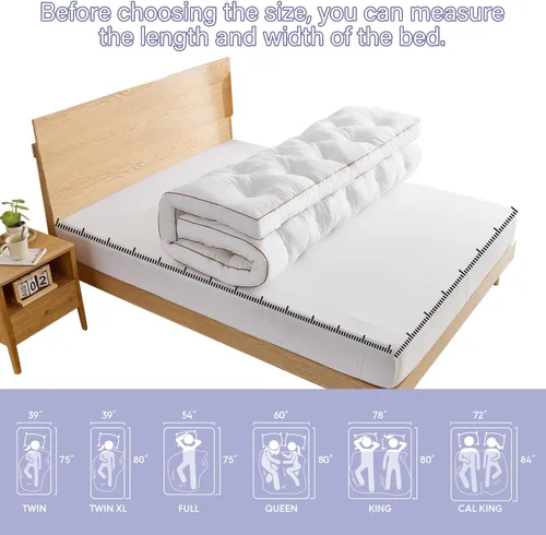 Vista 5 de WhatsBedding Cubrecolchón de espuma viscoelástica de 4 pulgadas tamaño individual para aliviar el dolor de espalda, relleno de espuma viscoelástica