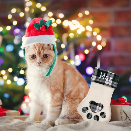 Vista 6 de Calcetín de Navidad Personalizado Grande Tejido Personalizado Bordado con Nombre Calcetín de Navidad para Familia Niños Mascotas Decoración