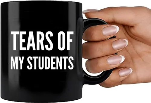 Vista 8 de Taza de café de cerámica con diseño de lágrimas de mis estudiantes, regalo de graduación para profesor instructor de física, química, cálculo, Negro