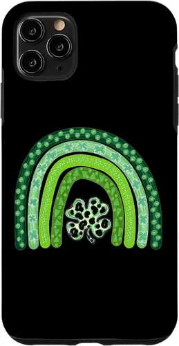 Vista 11 de Funda para iPhone 15, diseño de trébol de cuatro hojas, diseño de leopardo, arco iris, día de San Patricio, para niños