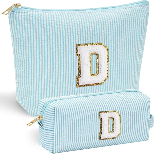 Vista 75 de YOOLIFE Regalos del Día de la Madre para Mujeres, Bolsa de Maquillaje con Iniciales, Bolsa de Maquillaje para Viaje, Bolsa de Maquillaje Negro
