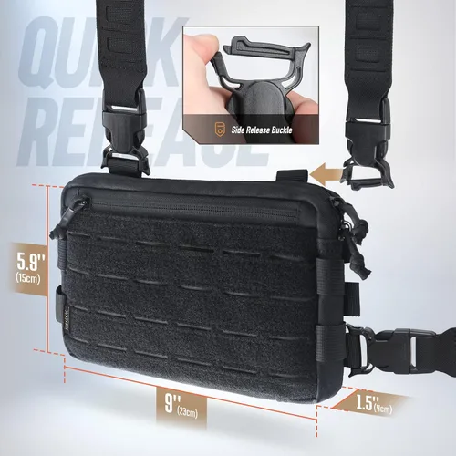 Vista 3 de WYNEX Chaleco Táctico para Hombres, Bolsa de Pecho para Correr con Bucle Frontal Chalecos Recon para Caza al Aire Libre EDC Running Chest Bag with